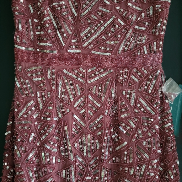 NWT Mac Duggal 93550 Pink Sleeveless Geometric Sequin Beaded Midi Dress Size‎ 4 - Picture 4 of 16